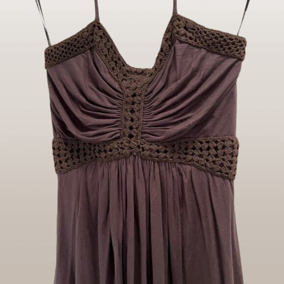 Sky Women's Crochet Chocolate Brown Halter Tie Neck Top NEW Small - Picture 1 of 4